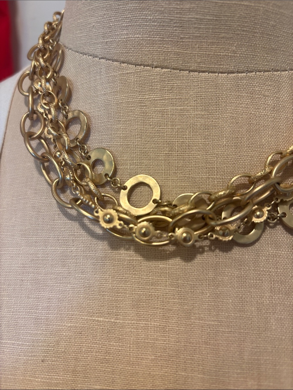 Multi-Layer Gold Disc Chain Necklace - Picture 3 of 5